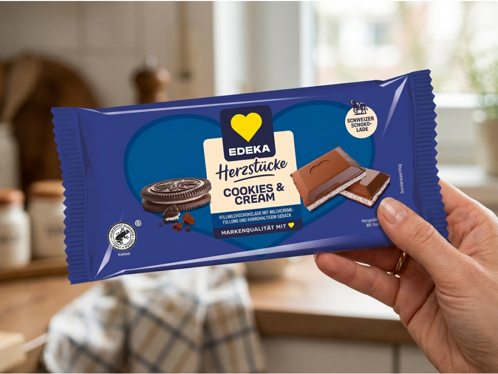EDEKA Herzstücke Cookies & Cream v ruce
