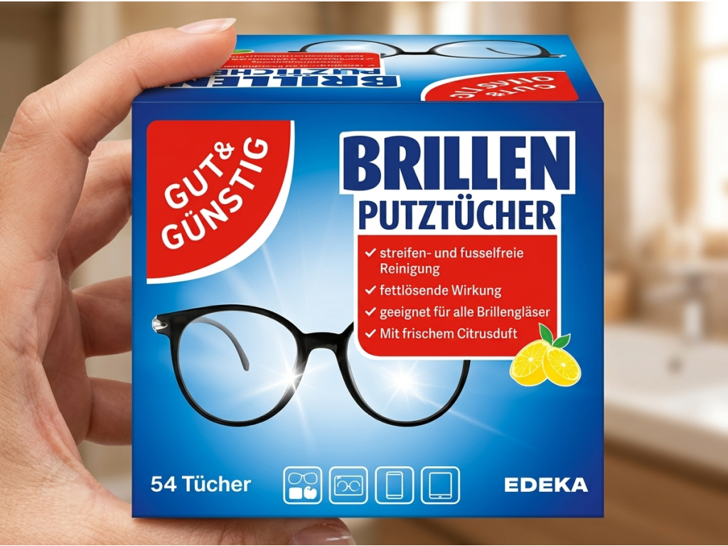 G&G čisticí ubrousky na brýle v ruce