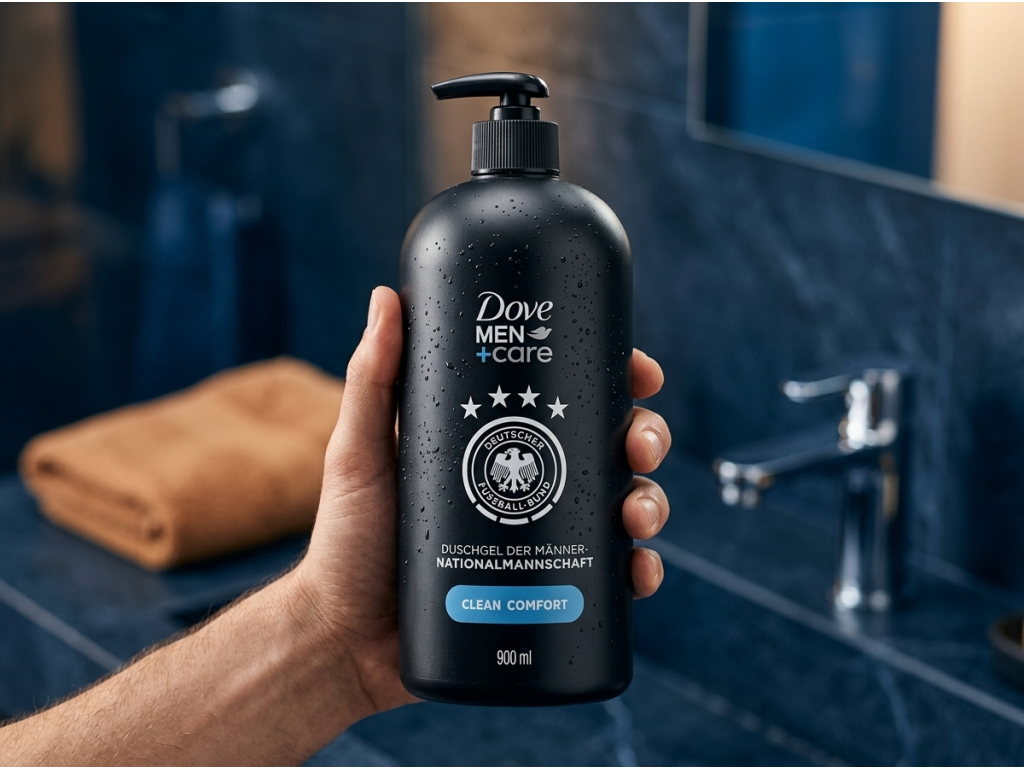 Dove Men+Care Clean Comfort sprchový gel pro muže s dávkovačem 900 ml - drzeni v ruce