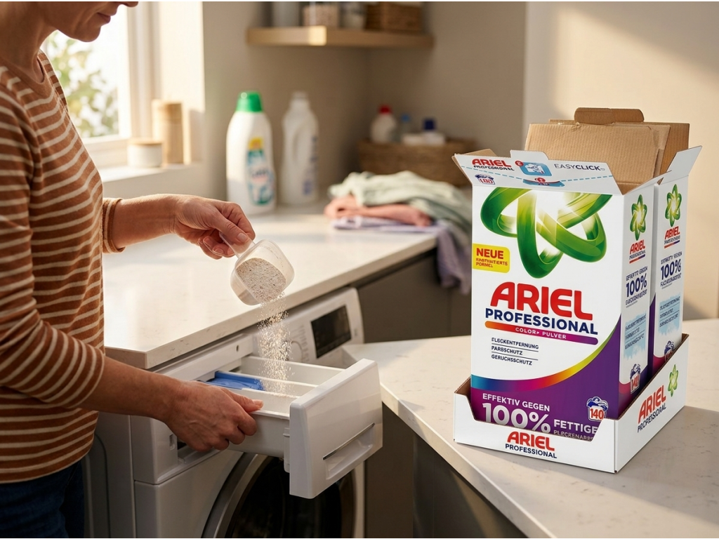 Ariel Professional prací prášek při použití - dávkování