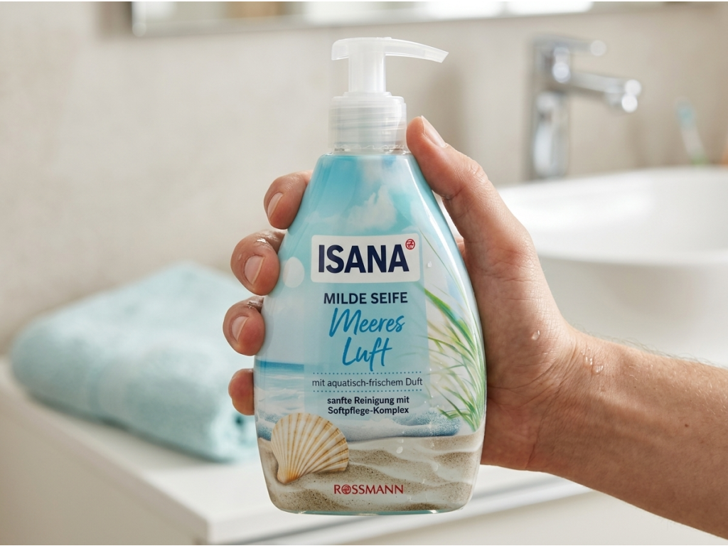 Isana jemné tekuté mýdlo s vůní mořského vzduchu 500 ml - balení v ruce
