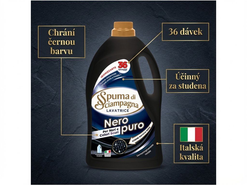 Spuma di Sciampagna Nero Puro - infografika výhod