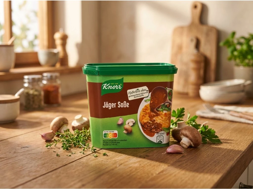 Knorr Jäger omáčka na kuchyňském stole