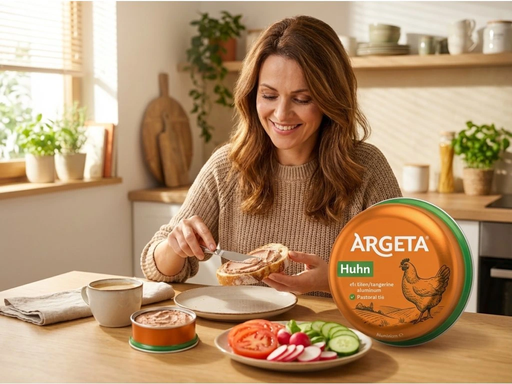 Mazání Argeta paštiky na chleba