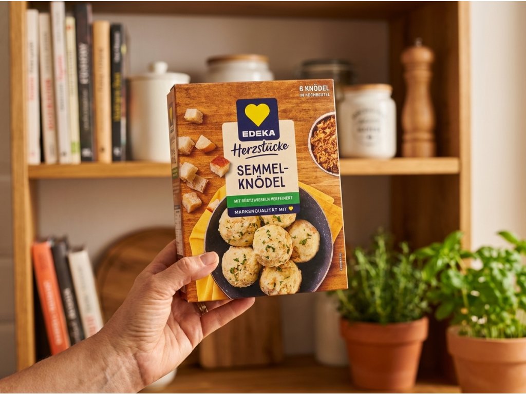 Edeka Herzstücke houskové knedlíky v ruce