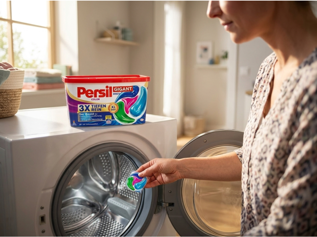 Persil Color Gigant Discs 3x Tiefenrein - vkládání kapsle do pračky