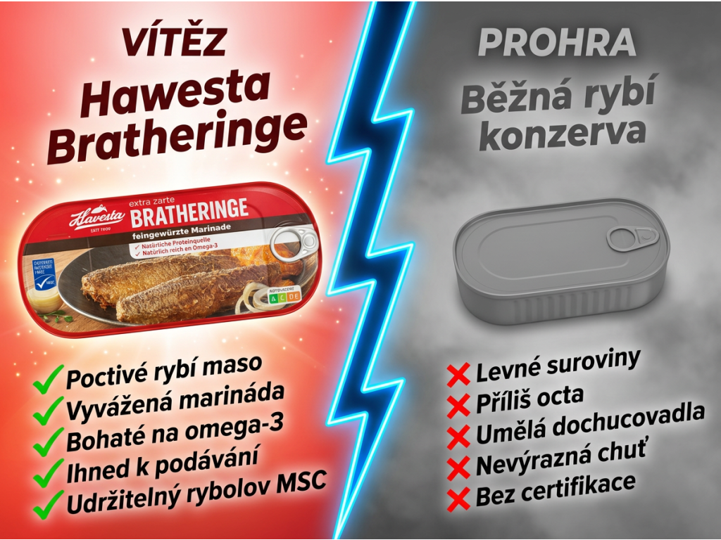 Hawesta sleďové filety - srovnání s běžnou konzervou