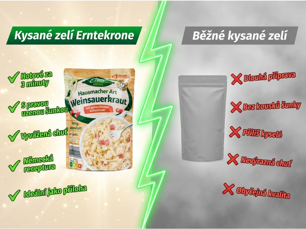 Srovnání kysaného zelí Erntekrone s běžným zelím