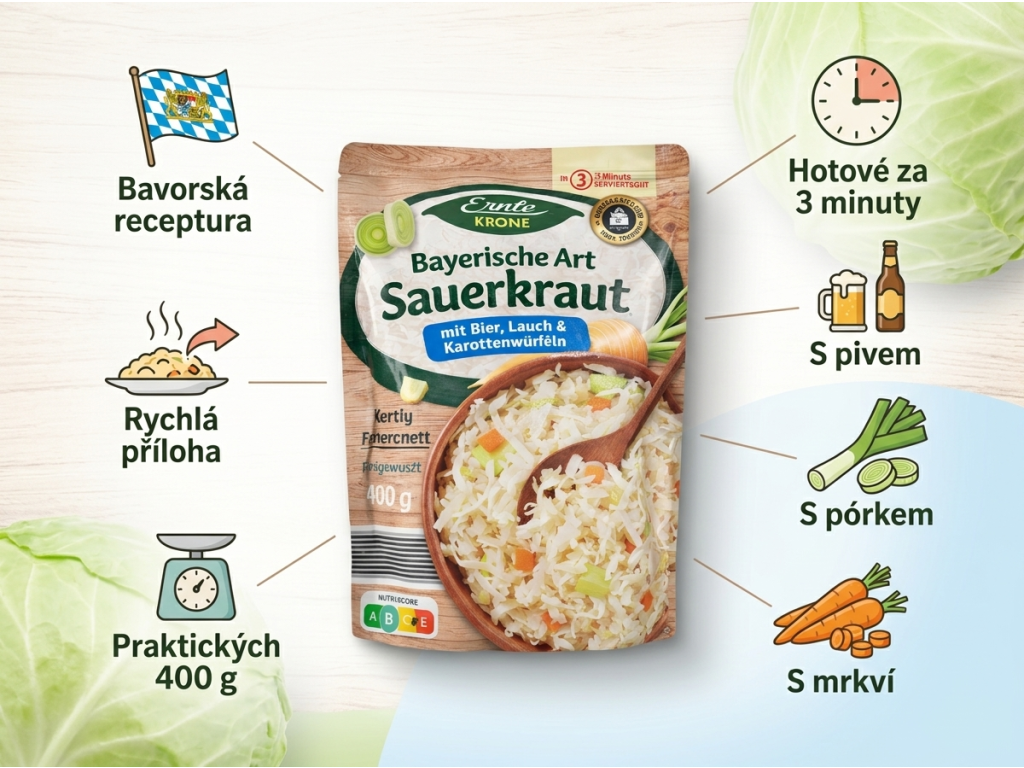 Erntekrone bavorské kysané zelí - přehled hlavních výhod