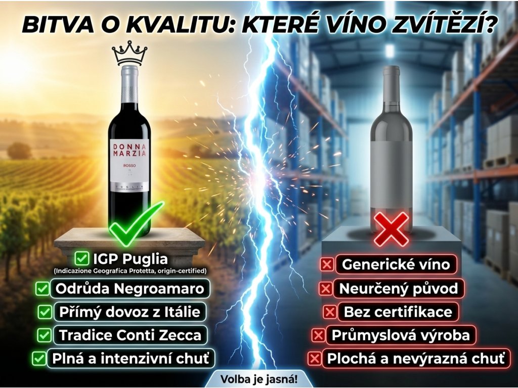 Donna Marzia Rosso vs. běžné víno — srovnání