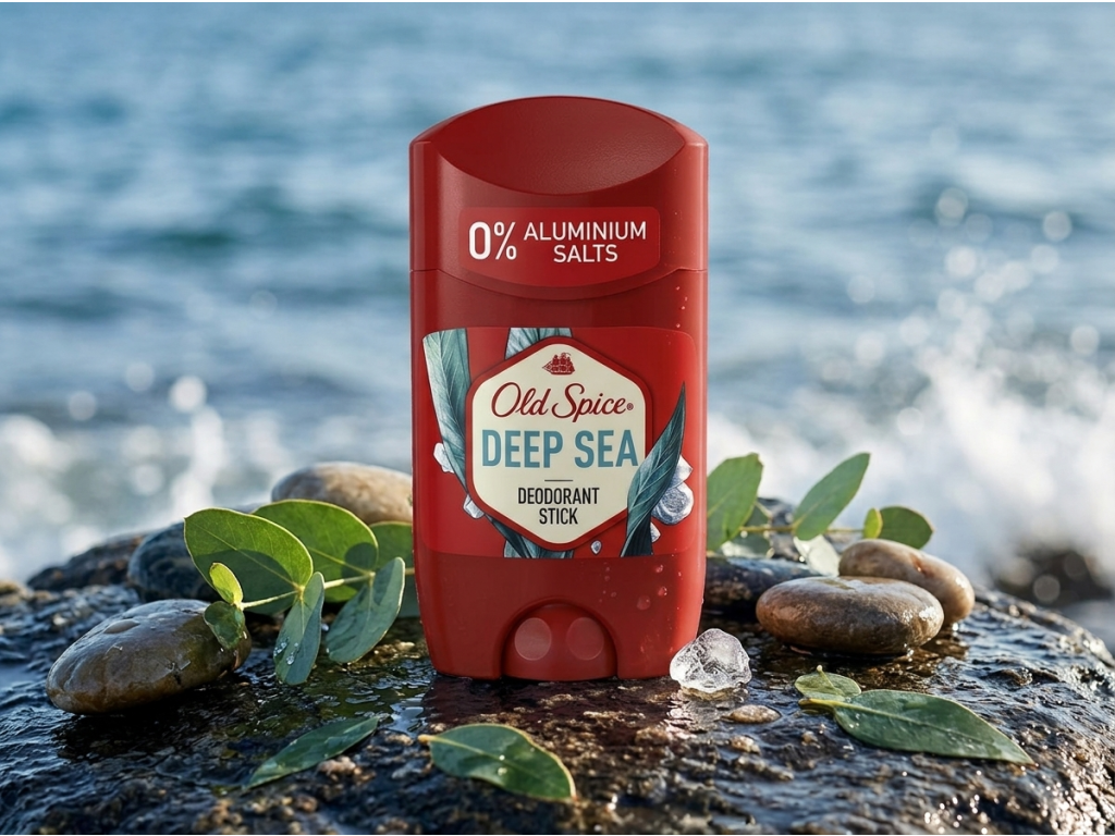 Old Spice Deep Sea deodorant v přírodním prostředí