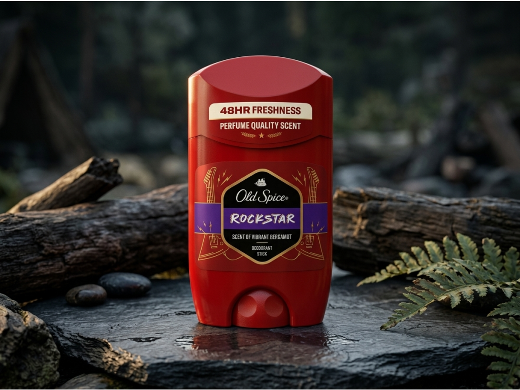 Old Spice Rockstar deostick v přírodním prostředí
