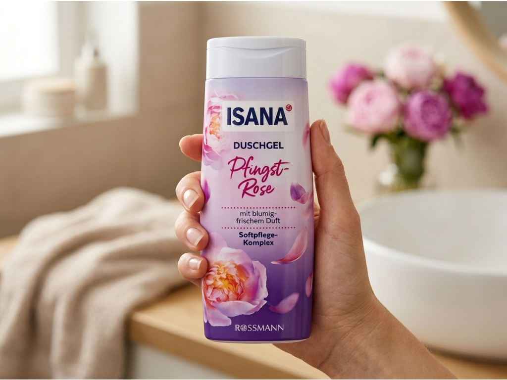Isana sprchový gel Pivoňka 300 ml - v ruce