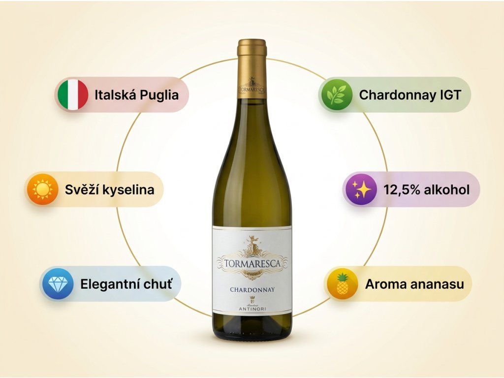 Antinori Tormaresca Chardonnay IGT – infografika benefitů