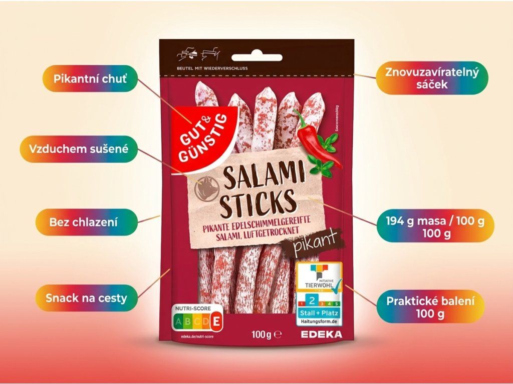 G&G Salami Sticks pikantní 100 g infografika