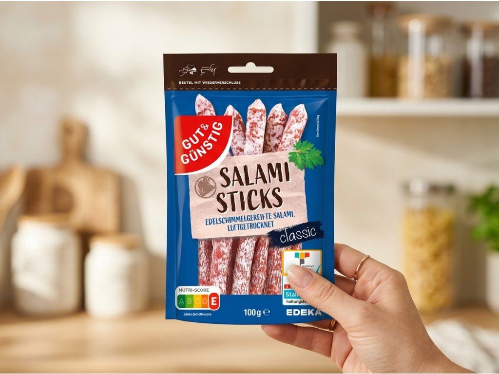 G&G salámové tyčinky Classic v ruce