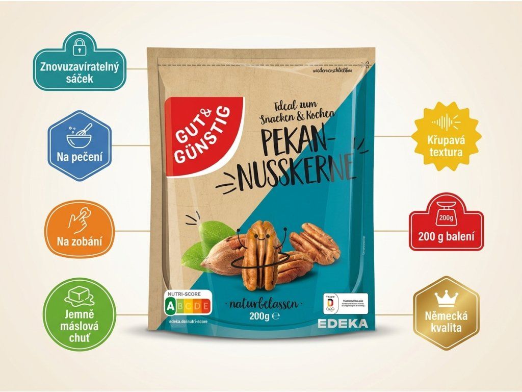 G&G pekanové ořechy 200 g infographic