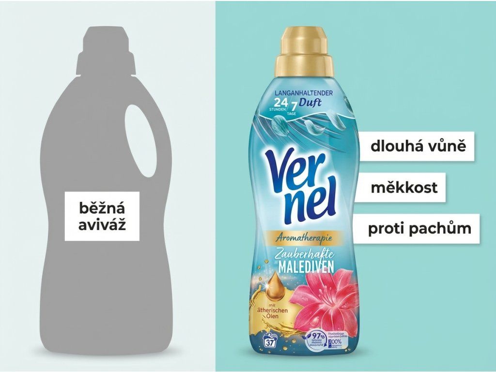 Vernel Magické Maledivy aviváž srovnání s běžnou aviváží