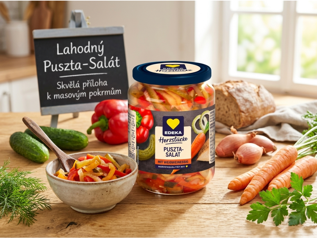 EDEKA Herzstücke Puszta salát v kuchyni