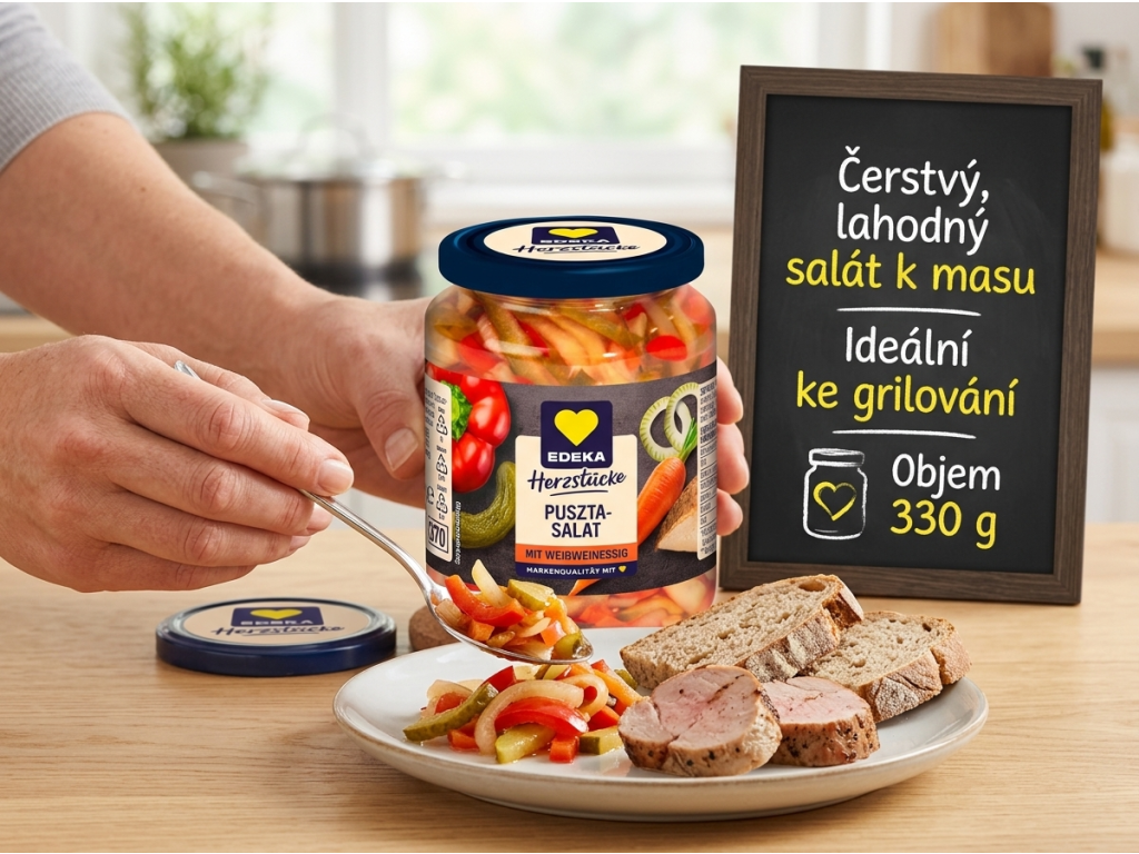 Servírování EDEKA Puszta salátu