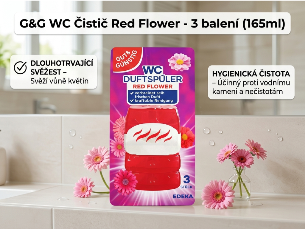G&G Red Flower v čisté koupelně