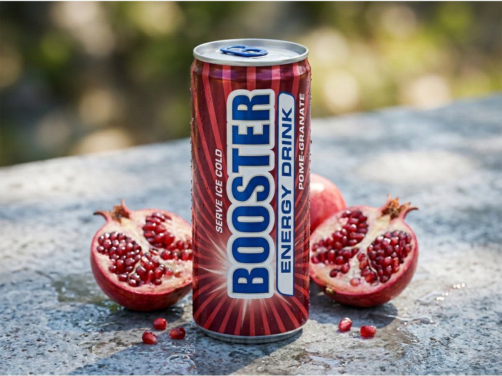 Booster energetický nápoj s příchutí granátového jablka 330 ml - lifestyle