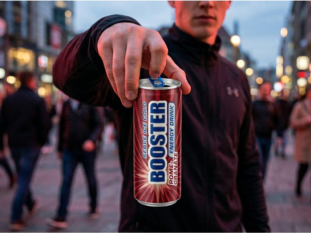 Booster energetický nápoj s příchutí granátového jablka 330 ml - použití