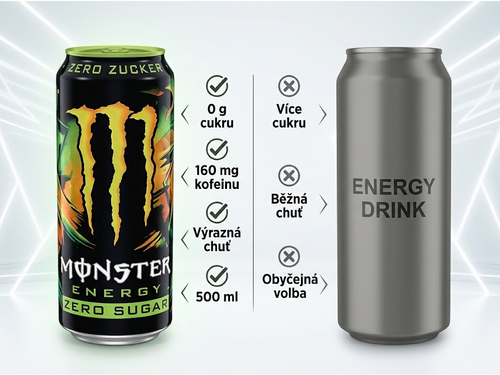 Monster Energy Green Zero Sugar 500 ml - srovnání