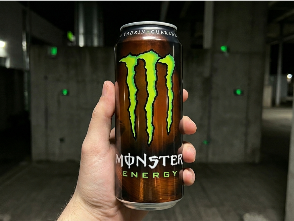 Monster Energy Original 500 ml - detail v ruce