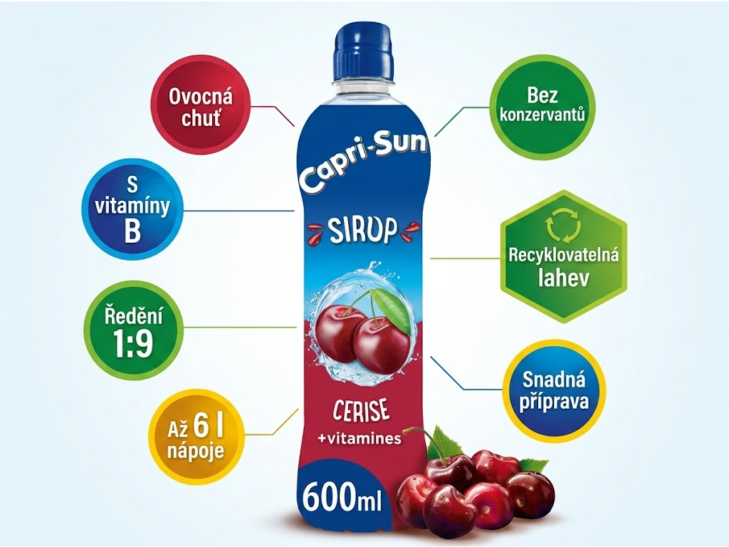 Capri-Sun třešňový sirup s vitamíny 600 ml - hlavní benefity