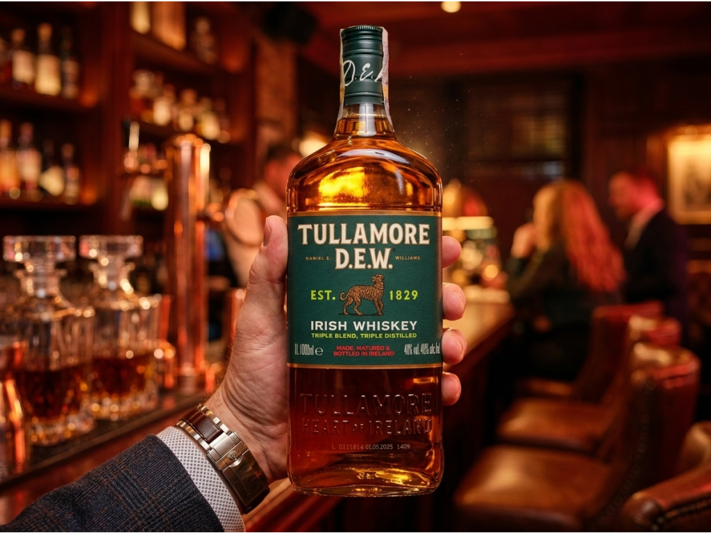 Tullamore Dew 1 l - velikost láhve v ruce