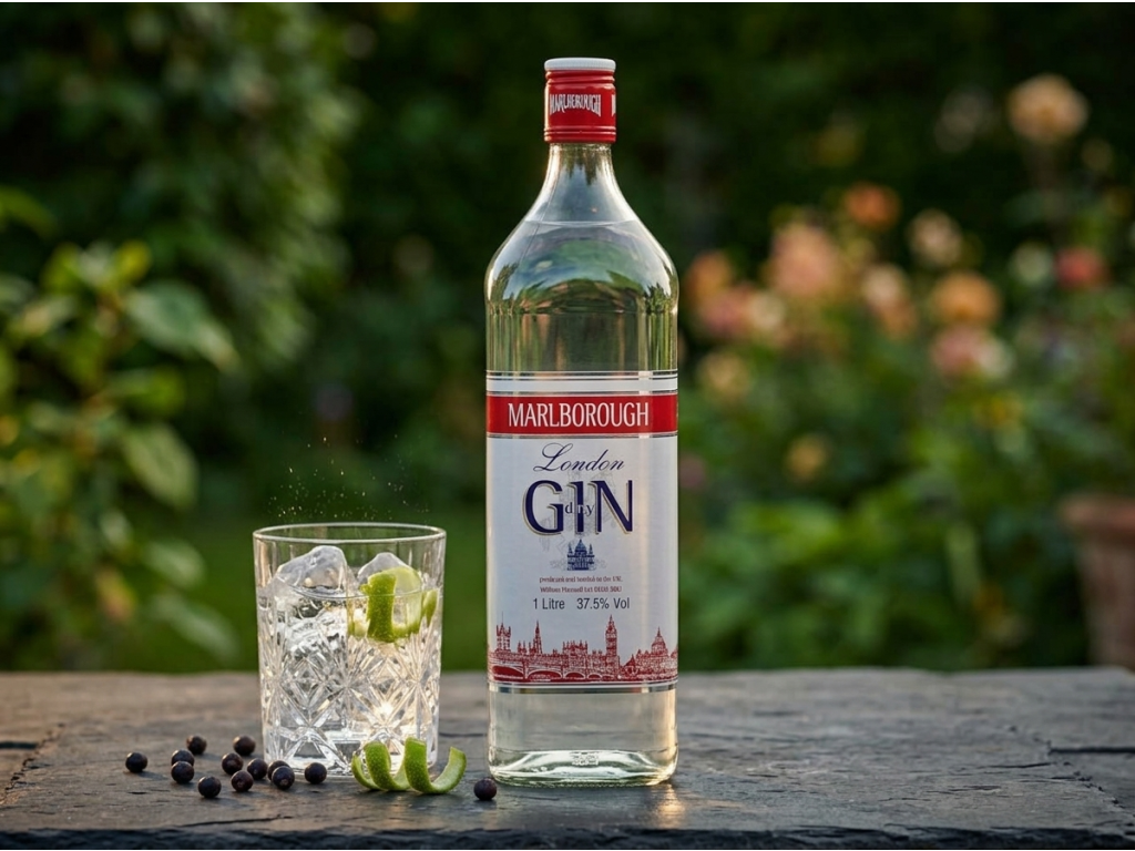 Marlborough gin 37,5 % 1 l - servírování v přírodním kontextu