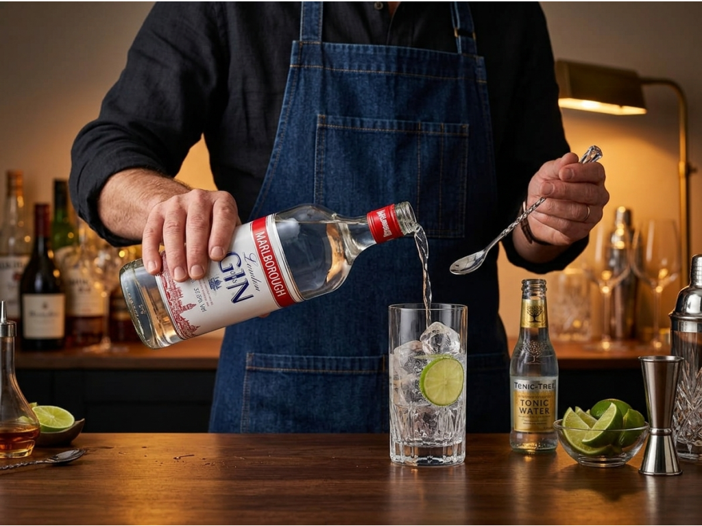 Marlborough gin 37,5 % 1 l - použití při míchání drinku