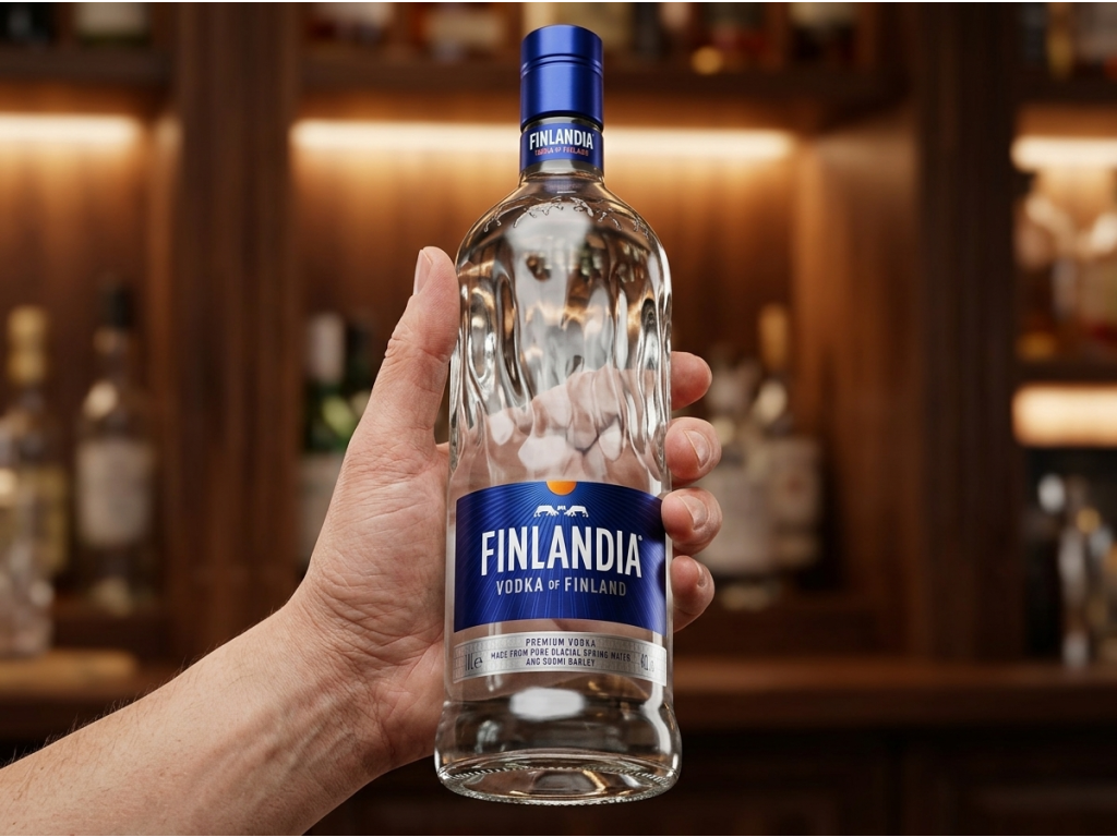 Finlandia vodka 1 l - láhev v ruce