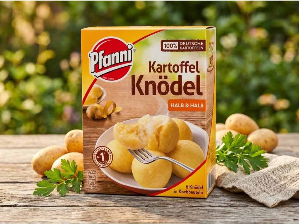 Pfanni bramborové knedlíky půl na půl 6 ks, 200 g - servírování