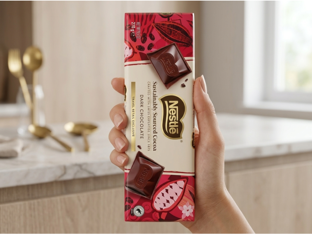 Nestlé SSC hořká čokoláda 270 g - prezentace v ruce