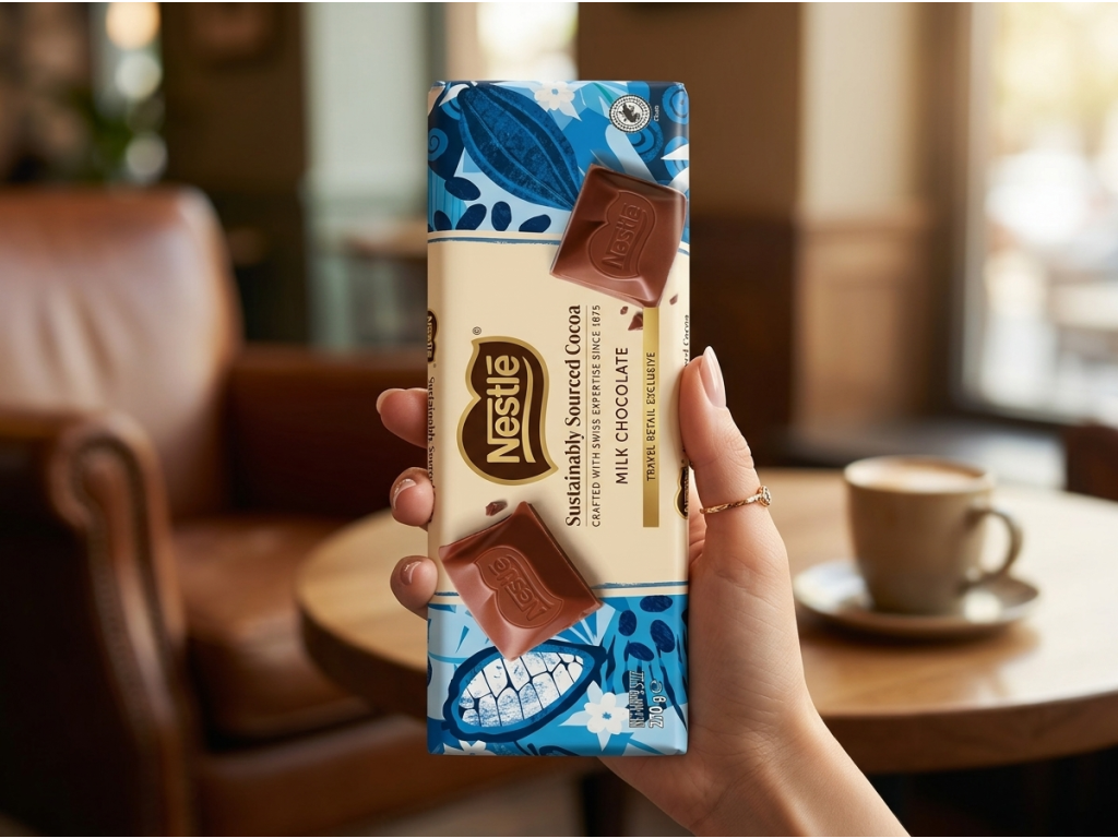 Nestlé SSC mléčná čokoláda 270 g - prezentace v ruce