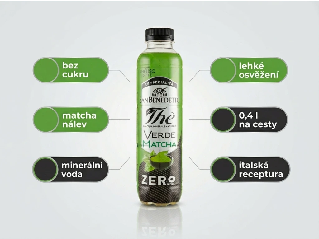 San Benedetto ledový čaj Matcha Zero 400 ml - hlavní benefity