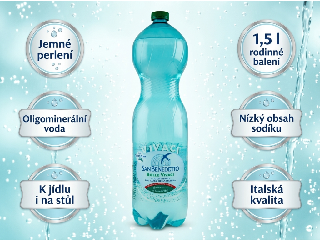 San Benedetto jemně perlivá oligominerální voda 1,5 l - hlavní benefity