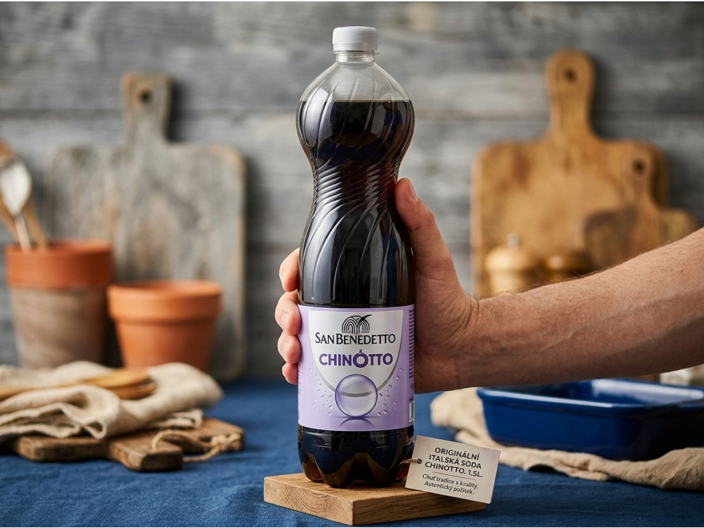 San Benedetto Chinotto limonáda 1,5 l - lahev v ruce