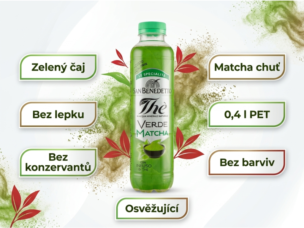 San Benedetto ledový zelený čaj Matcha 0,4 l - hlavní benefity