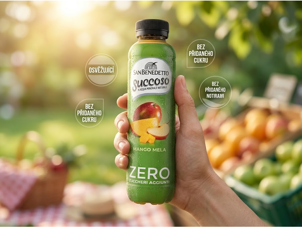 San Benedetto Succoso Mango Mela Zero 0,4 l - lahev v ruce