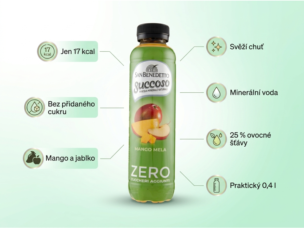 San Benedetto Succoso Mango Mela Zero 0,4 l - hlavní benefity