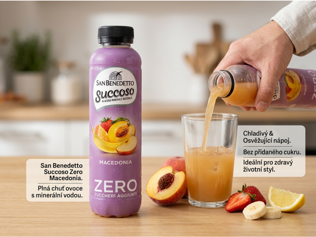 San Benedetto ovocný nápoj Succoso Macedonia Zero 0,4 l - podávání s ledem