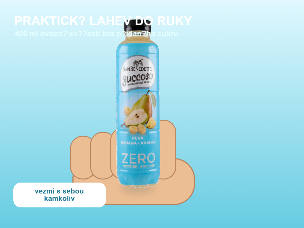 San Benedetto ovocny napoj Succoso hruska, banan a ananas Zero 0,4 l - lahev do ruky