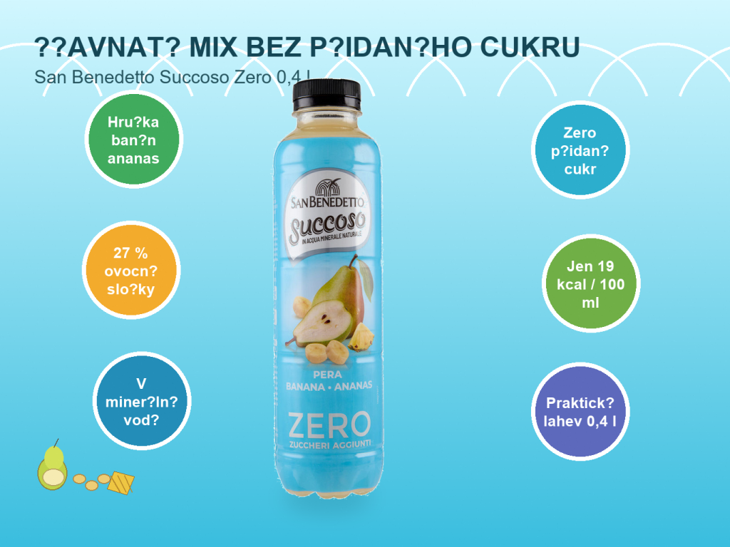 San Benedetto ovocny napoj Succoso hruska, banan a ananas Zero 0,4 l - benefity bez pridaneho cukru