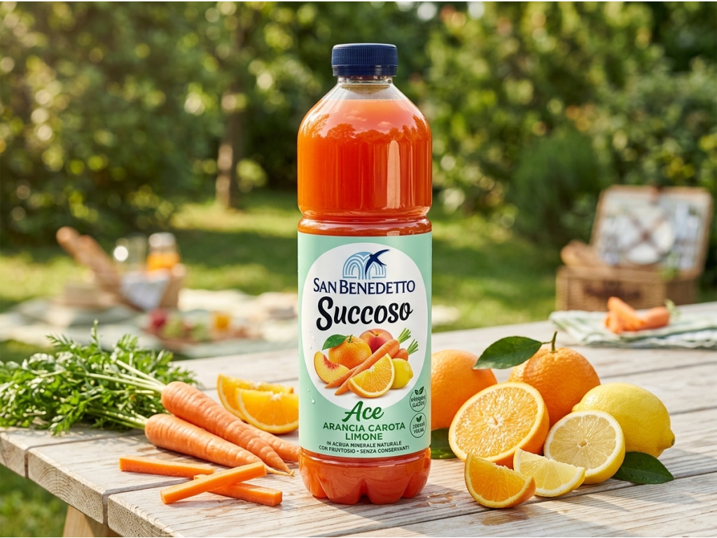 San Benedetto ovocný nápoj Succoso ACE pomeranč, mrkev a citron 1,5 l - ovocné osvěžení
