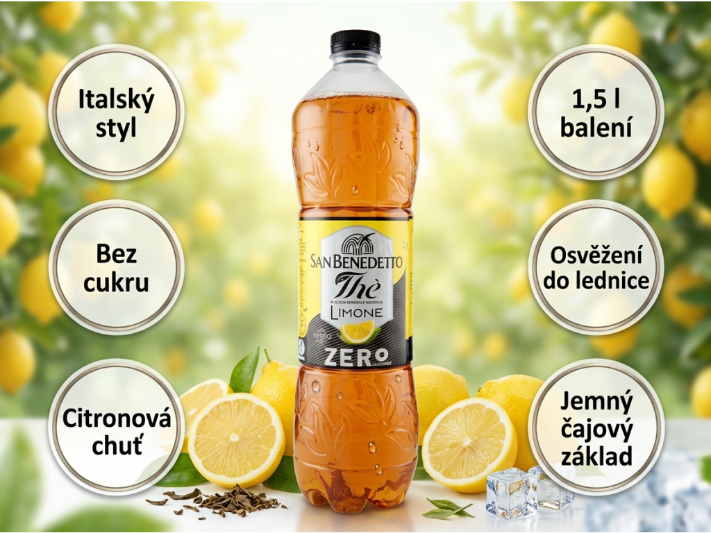 San Benedetto ledový čaj citron Zero 1,5 l - hlavní výhody