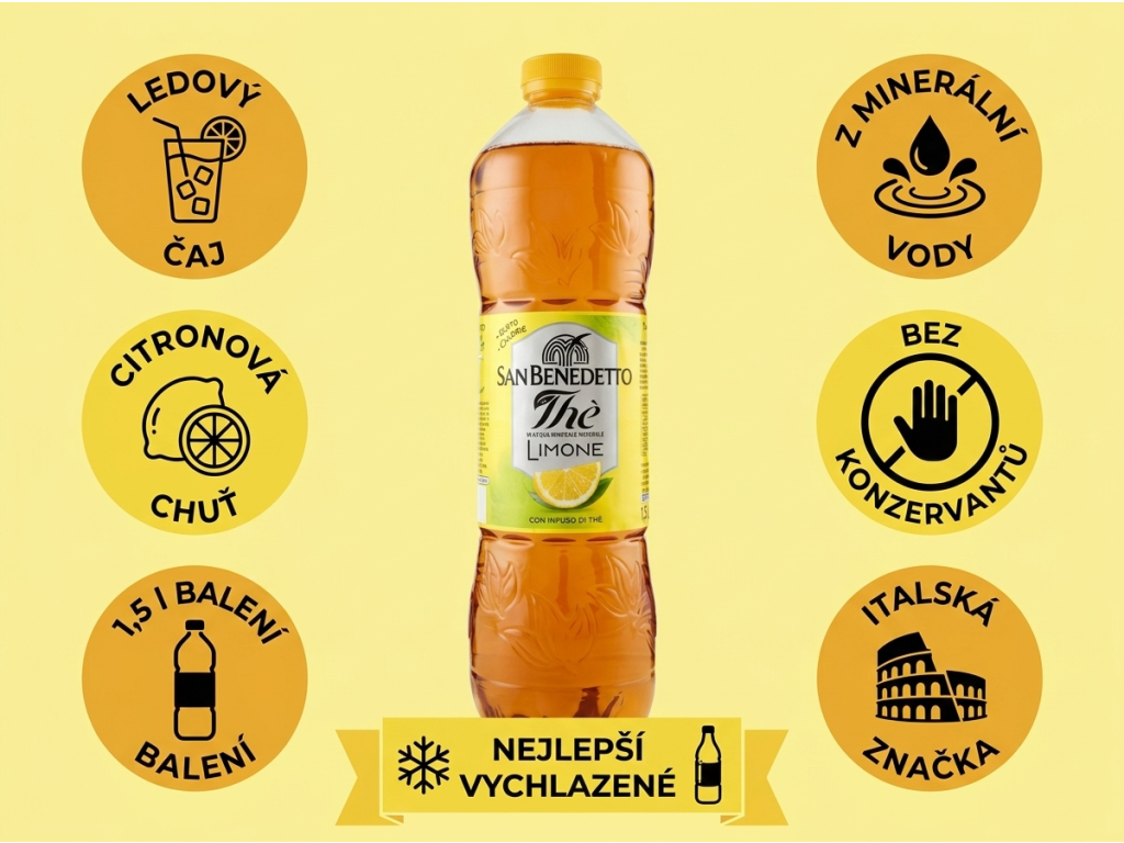 San Benedetto ledový čaj citron Zero 1,5 l - hlavní výhody