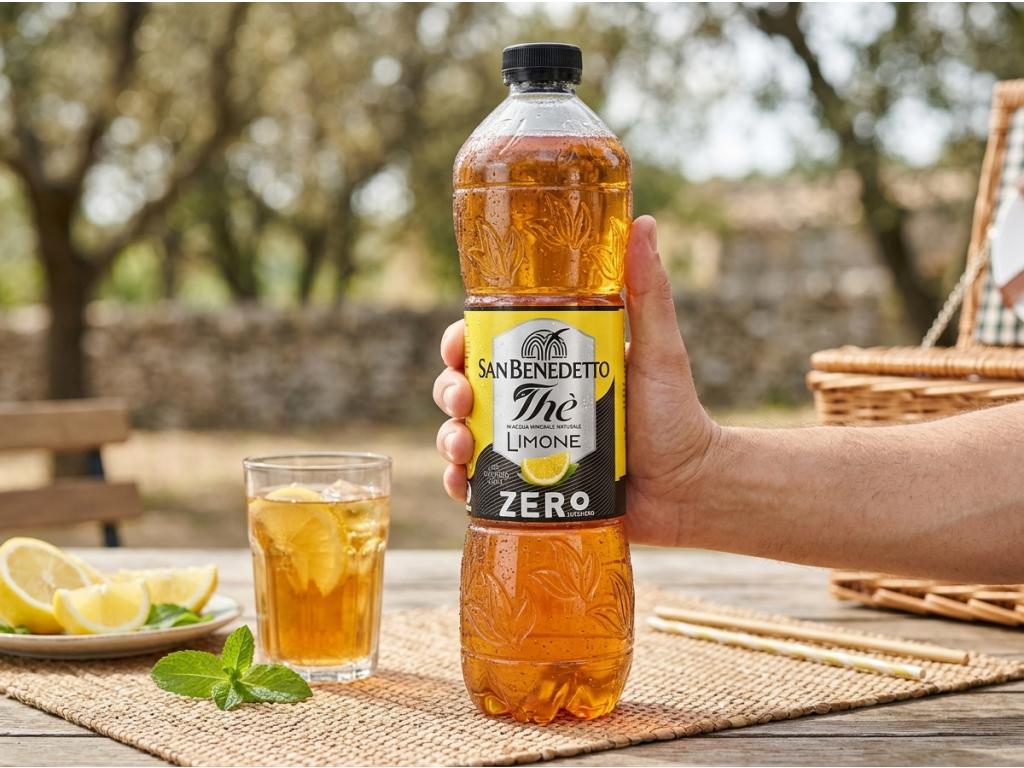 San Benedetto ledový čaj citron Zero 1,5 l - lahev v ruce